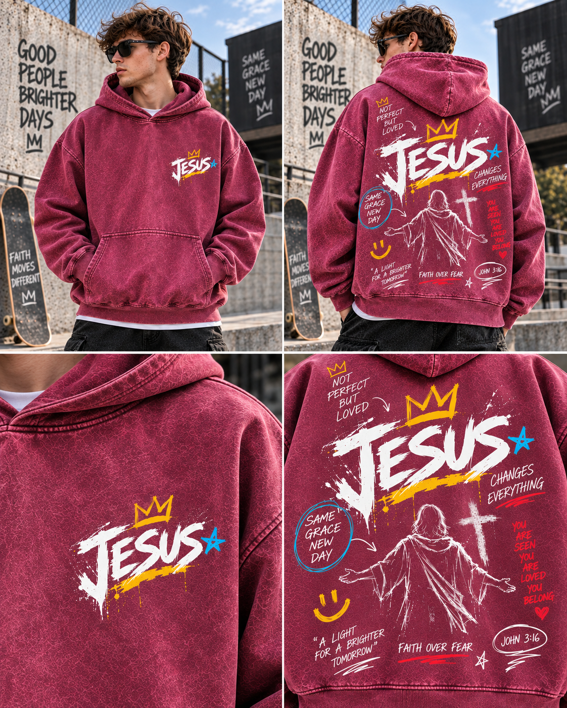 Faith Over Fear – Vintage Jesus Hoodie