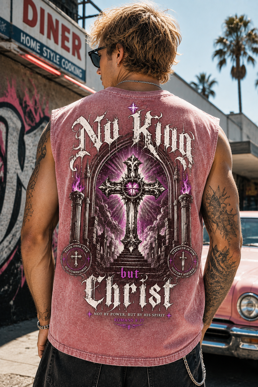 No King But Christ — Washed Black Gothic Tank Top
