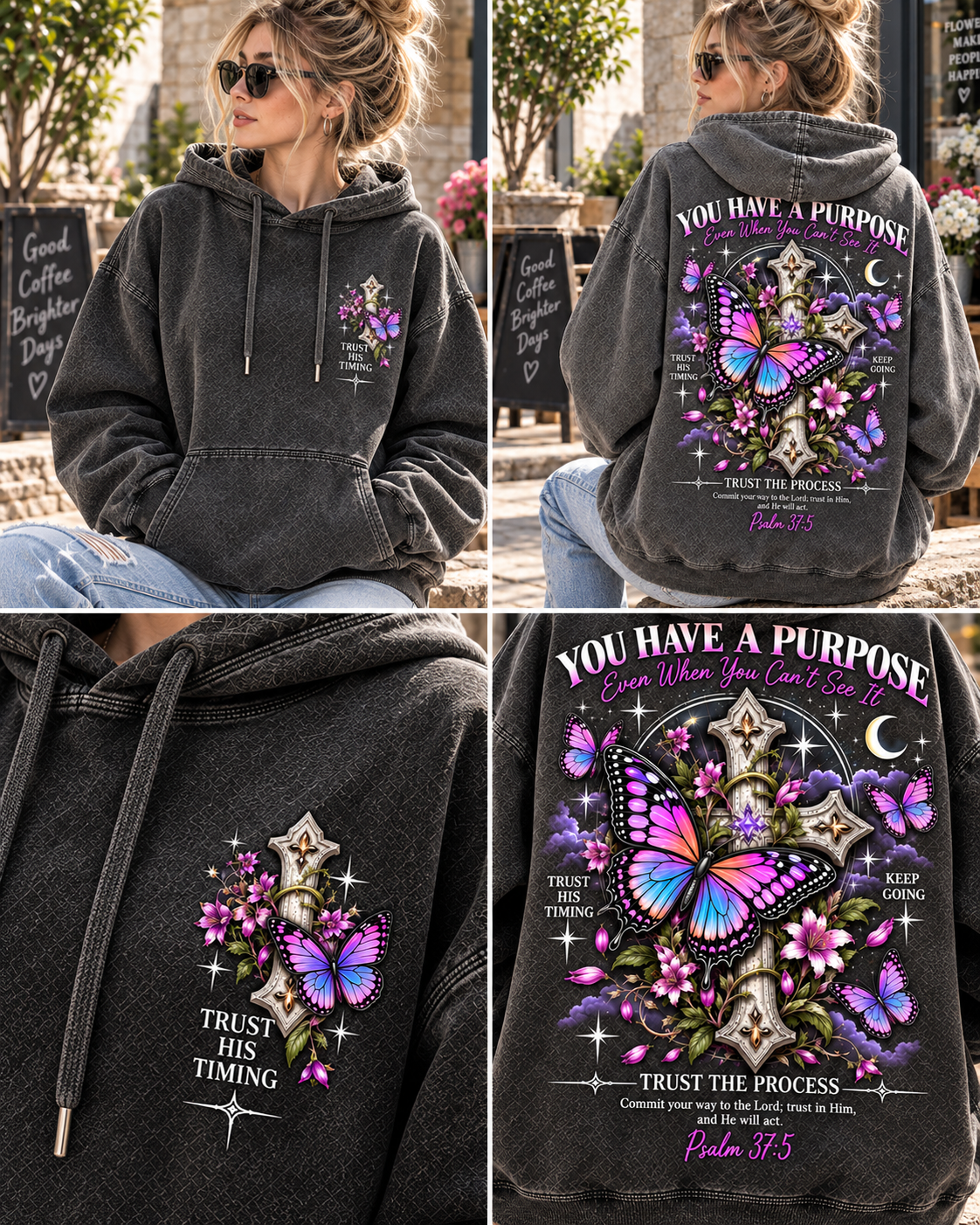 You Have a Purpose – Vintage Faith Butterfly Hoodie