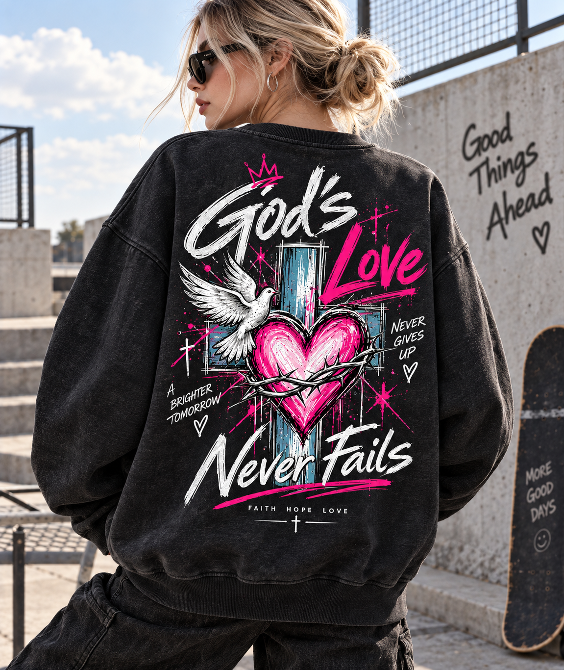 Faith Hope Love – Never Fails Vintage Sweatshirt