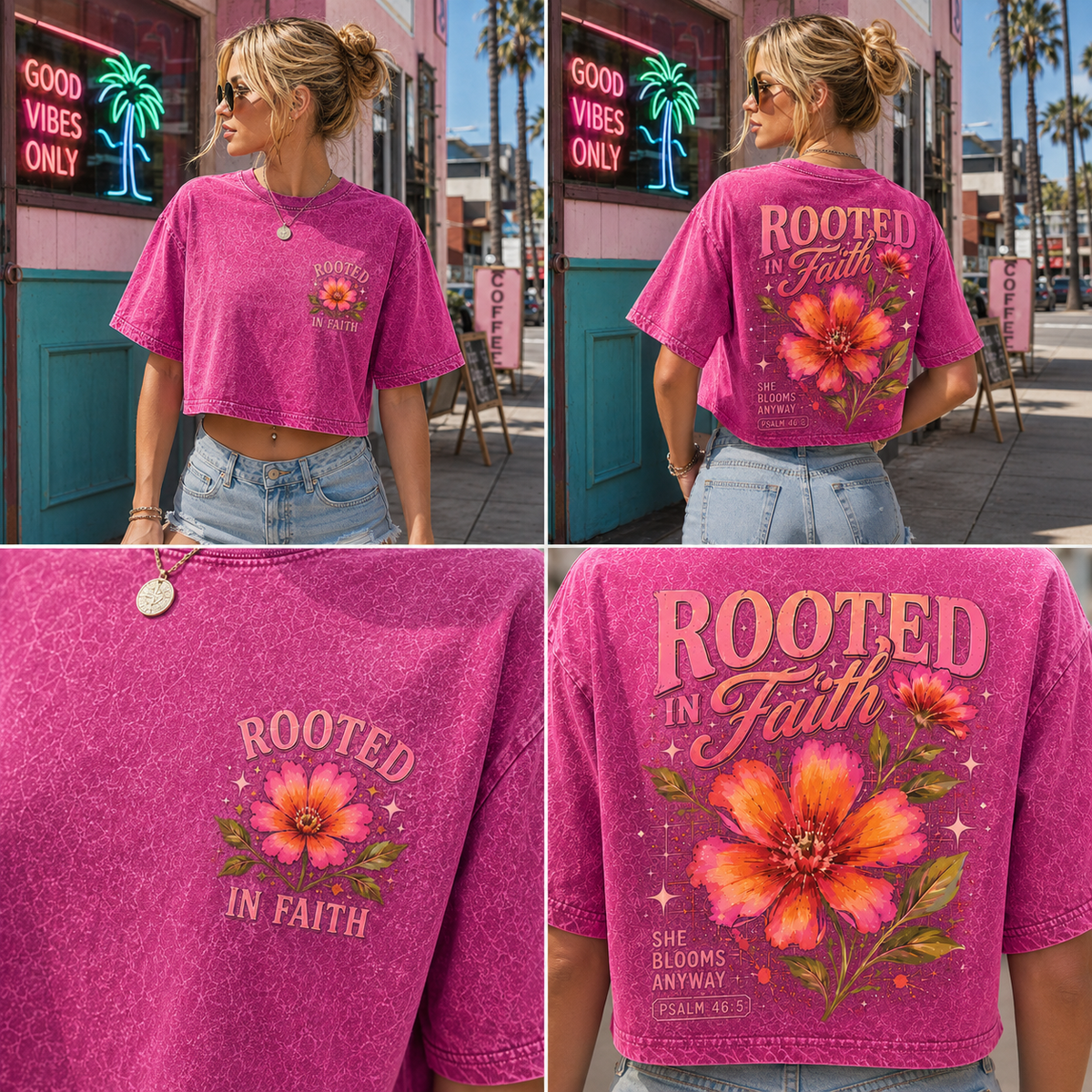 Rooted in Faith – Vintage Floral Crop Top