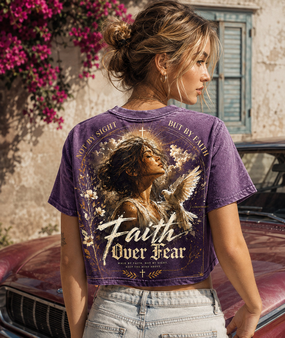 Faith Over Fear – Vintage Christian Crop Top