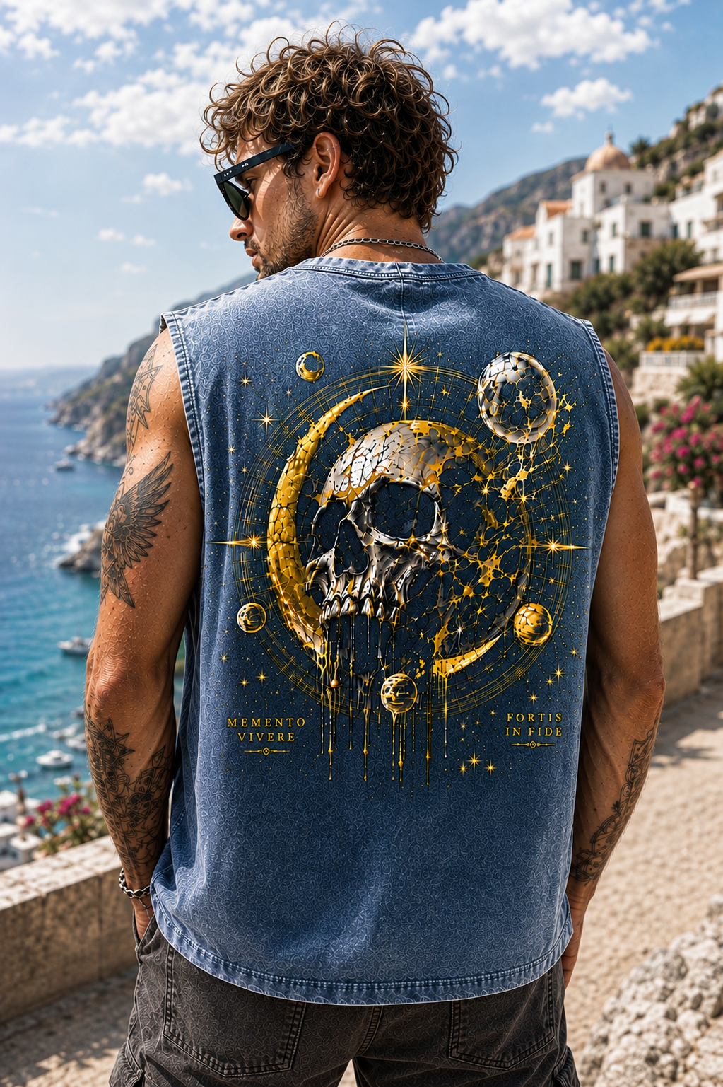 Celestial Skull Washed Tank Top