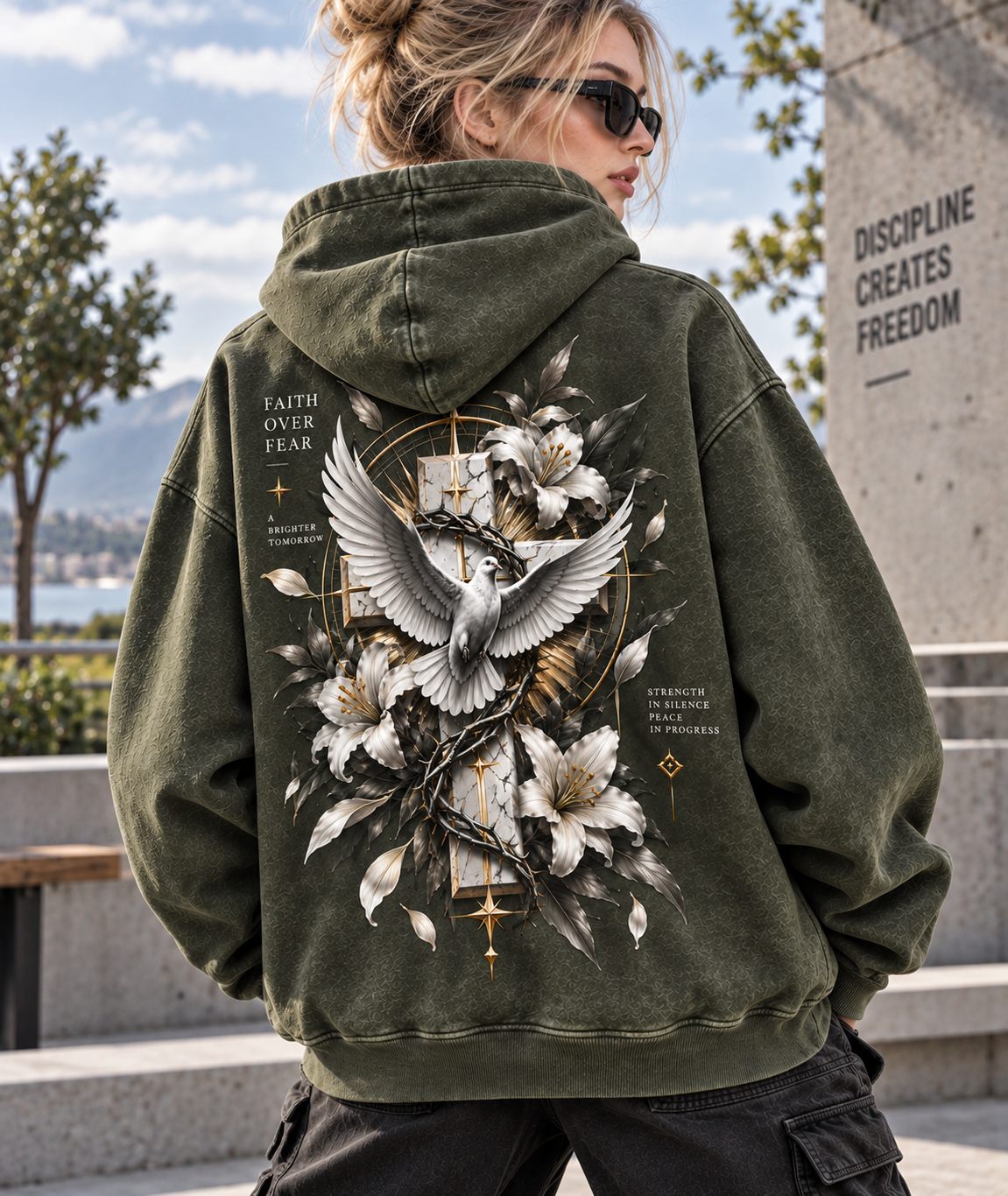 Faith Over Fear Vintage Washed Hoodie