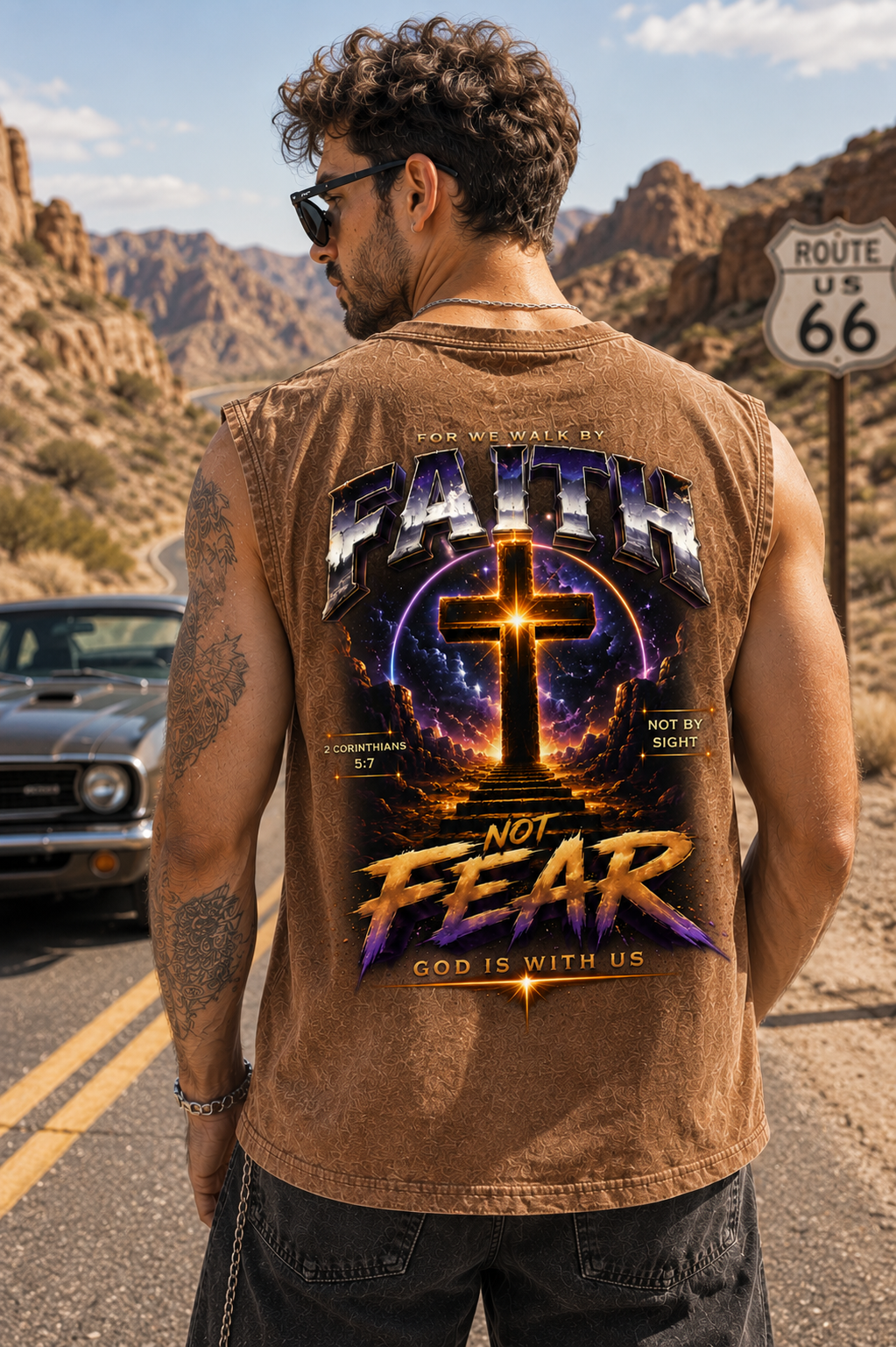 Faith Not Fear – Washed Black Vintage Tank Top