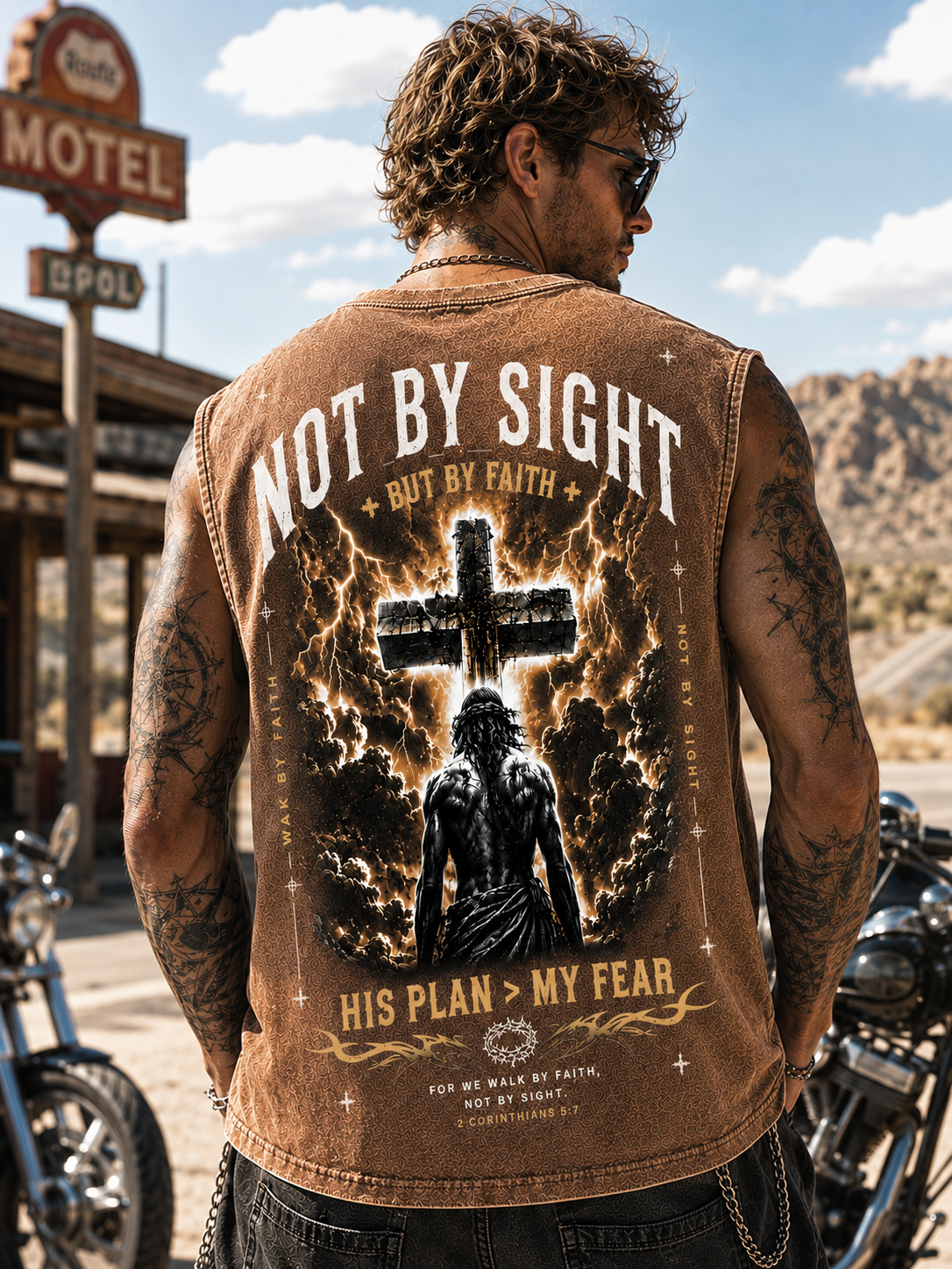 Washed Black Faith Cross Sleeveless Tee