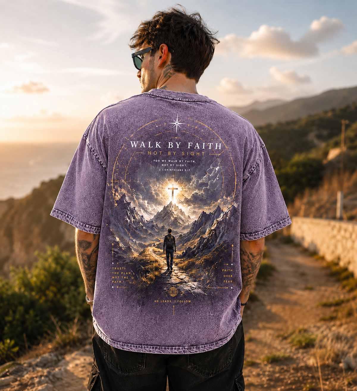 Walk by Faith Vintage Graphic T-Shirt – Unisex Washed Tee