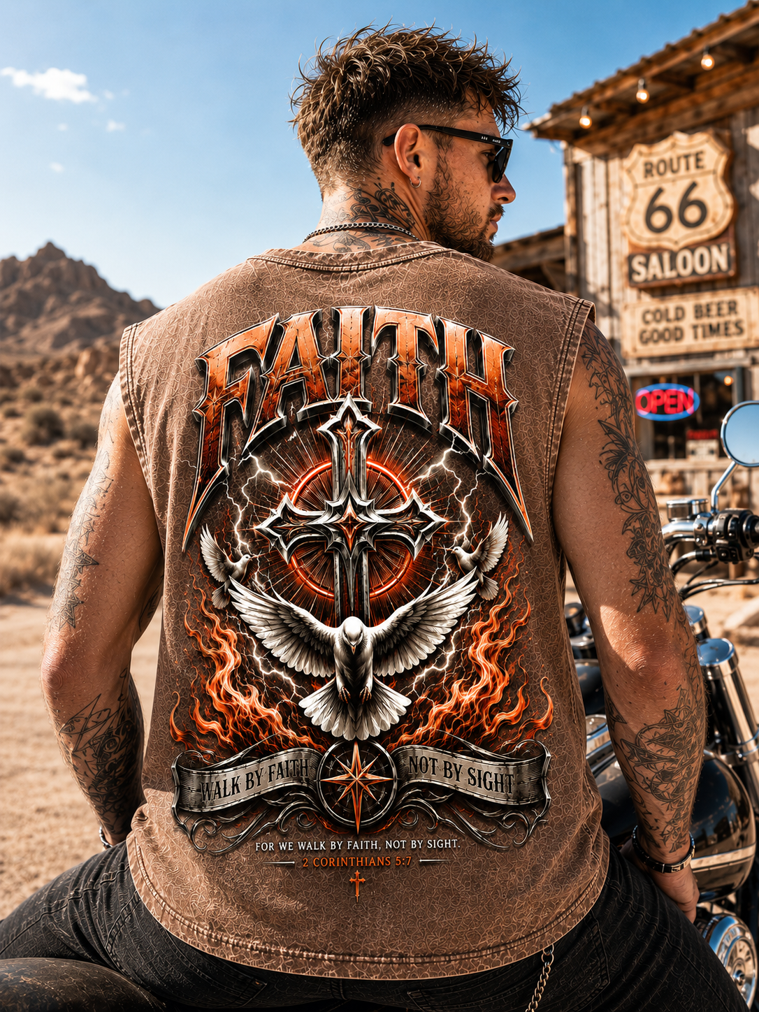 FAITH Washed Black Muscle Tee