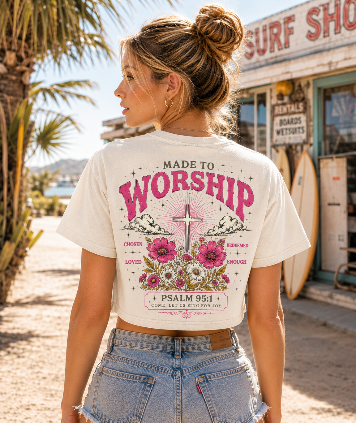 Made to Worship – Vintage Faith Crop Top