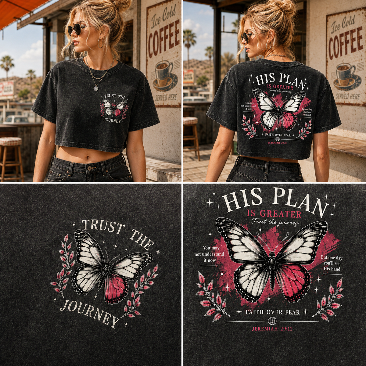 His Plan Is Greater Butterfly Crop Top – Vintage Faith Tee