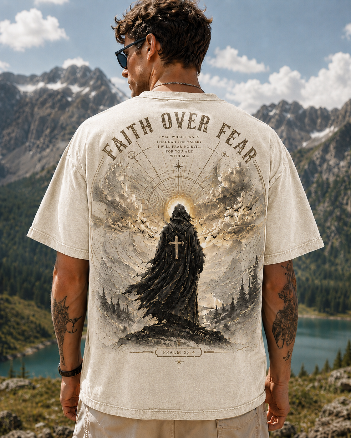 Faith Over Fear Vintage Graphic Tee – Unisex Washed T-Shirt
