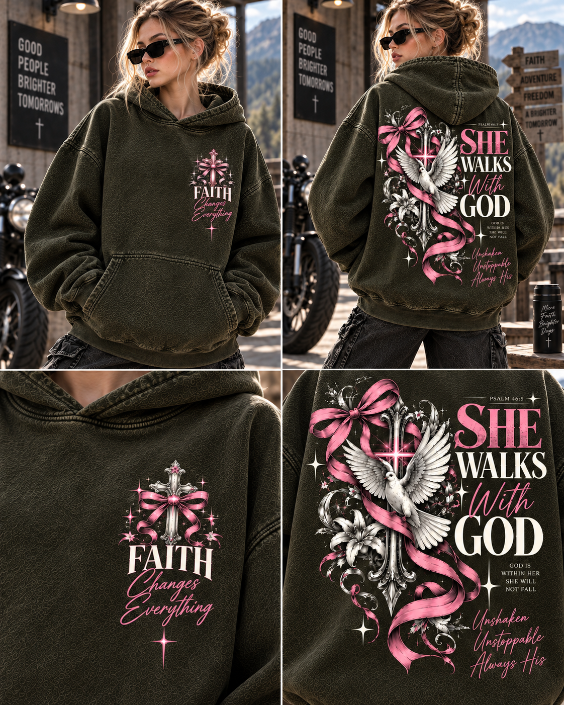 She Walks With God – Vintage Faith Hoodie