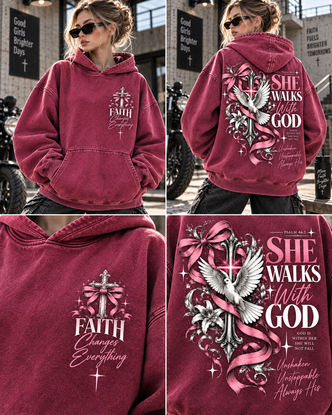She Walks With God – Vintage Faith Hoodie