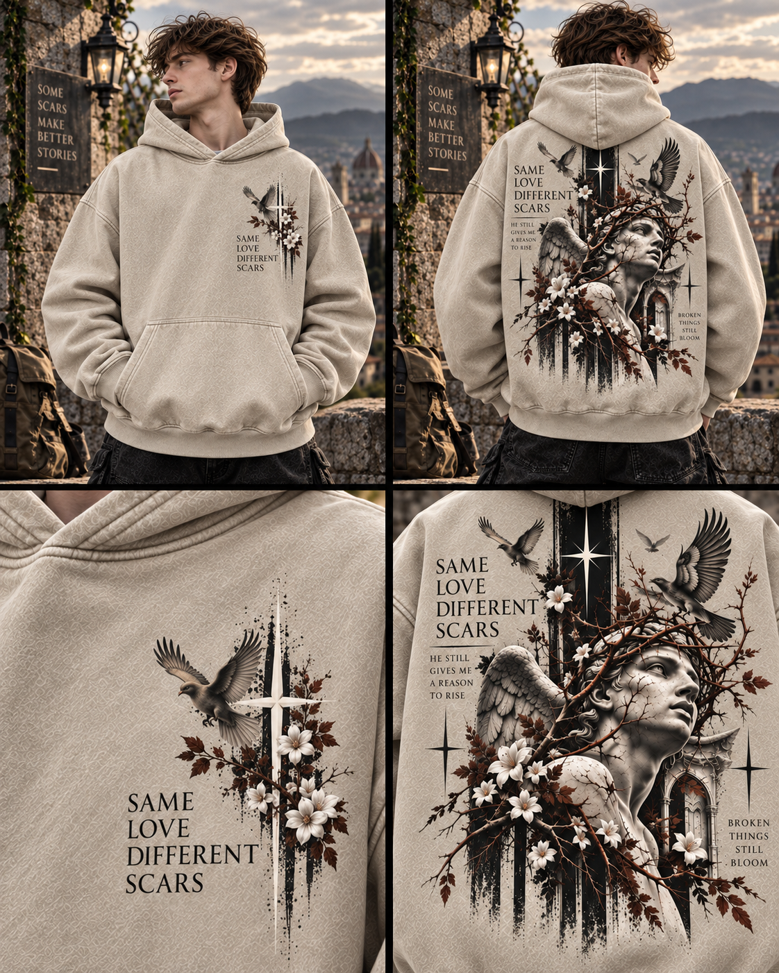 Same Love Different Scars – Vintage Angel Hoodie