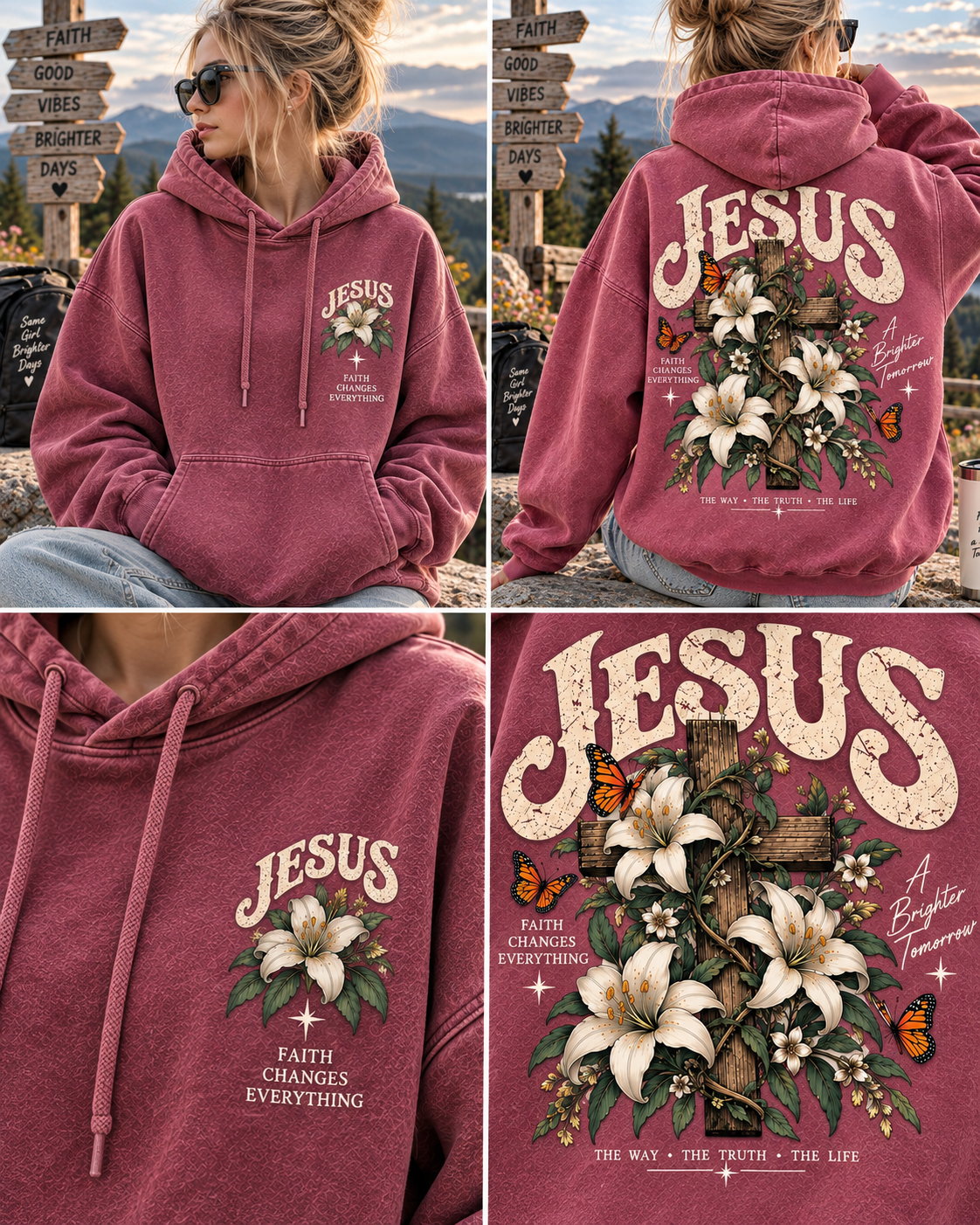 Jesus Floral Faith Hoodie – Vintage Christian Design