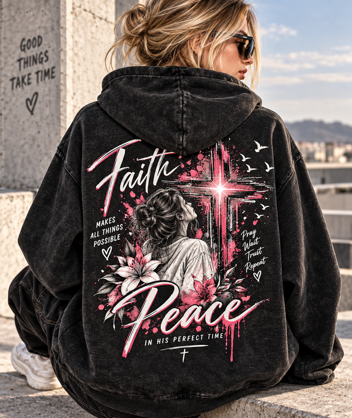 Faith & Peace Graphic Hoodie – Vintage Christian Style