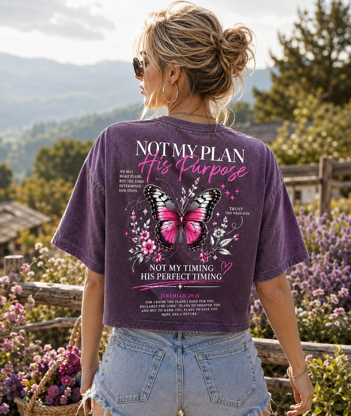 Not My Plan His Purpose – Butterfly Faith Crop Top