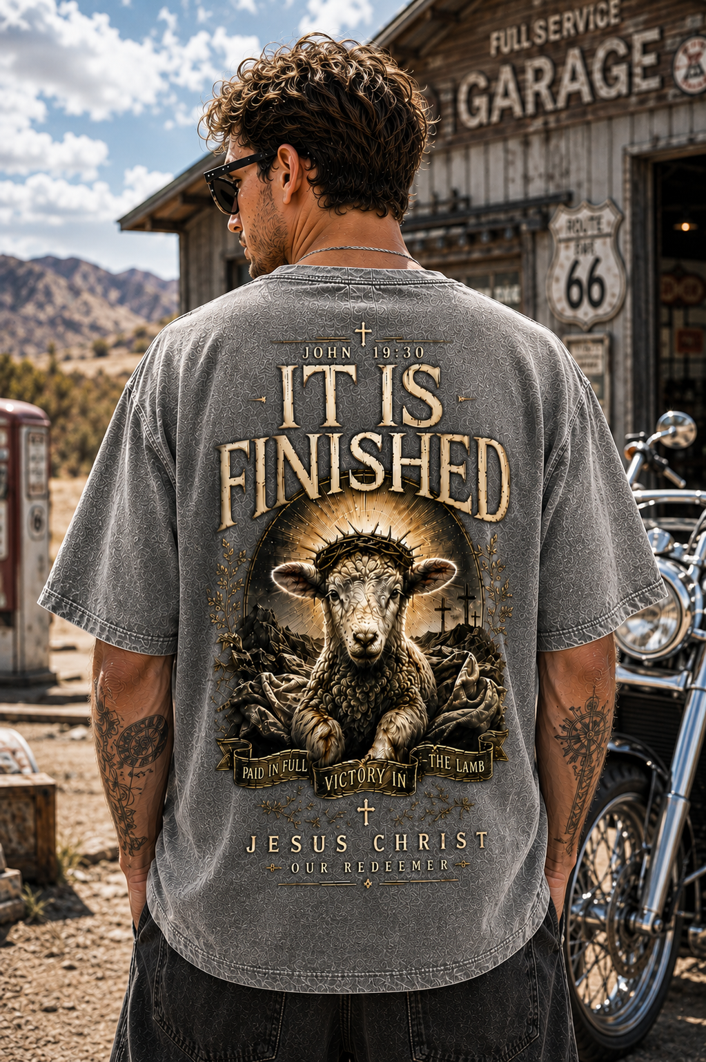 It Is Finished Washed Black Tee