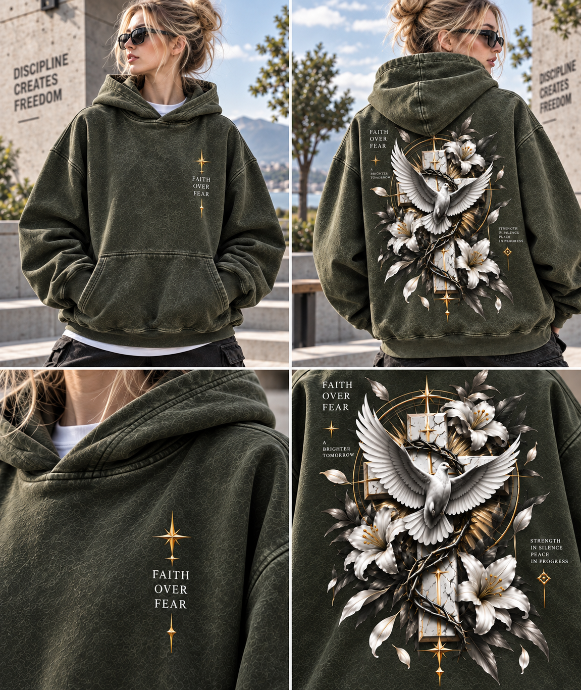 Faith Over Fear Vintage Washed Hoodie