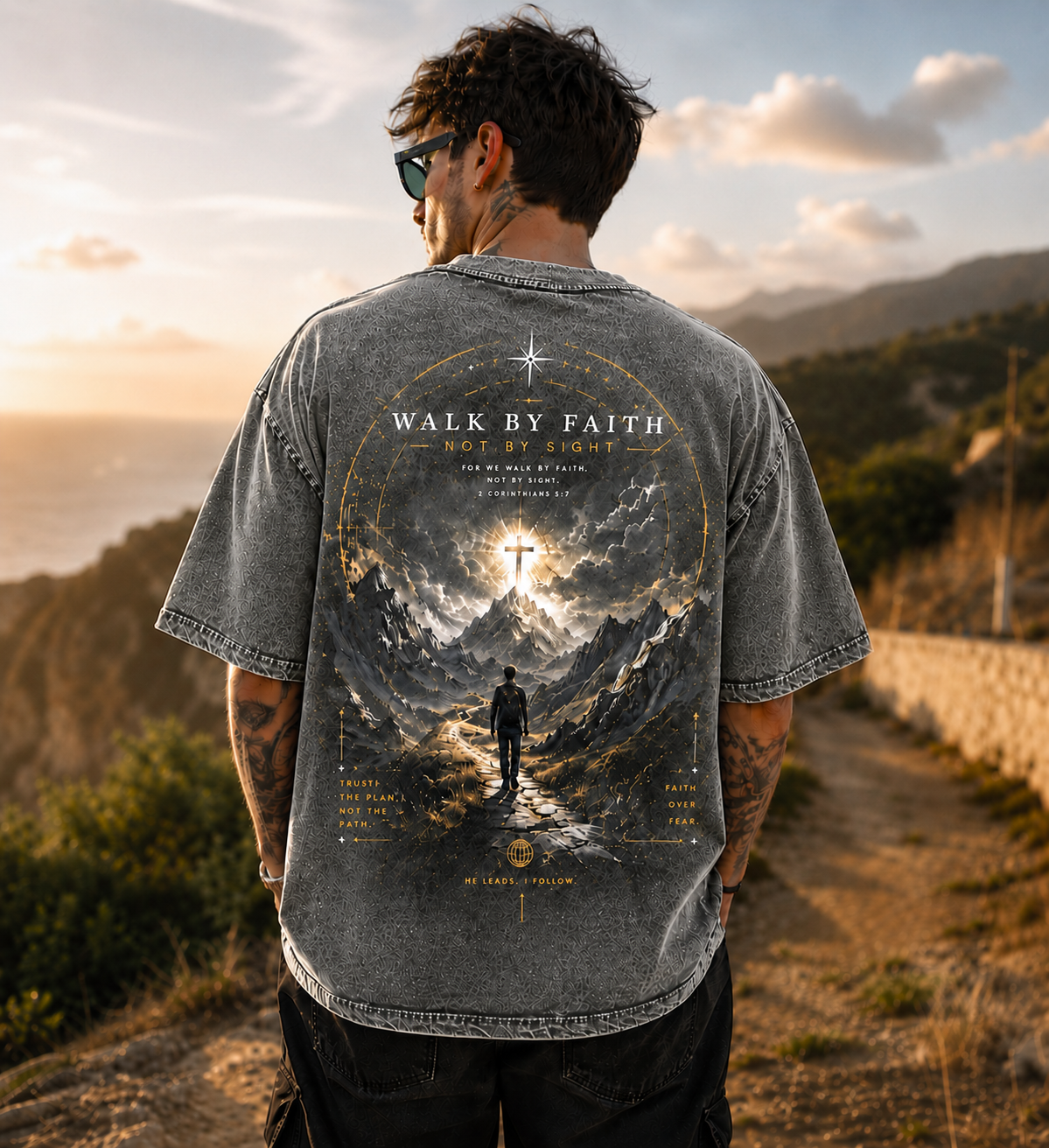 Walk by Faith Vintage Graphic T-Shirt – Unisex Washed Tee