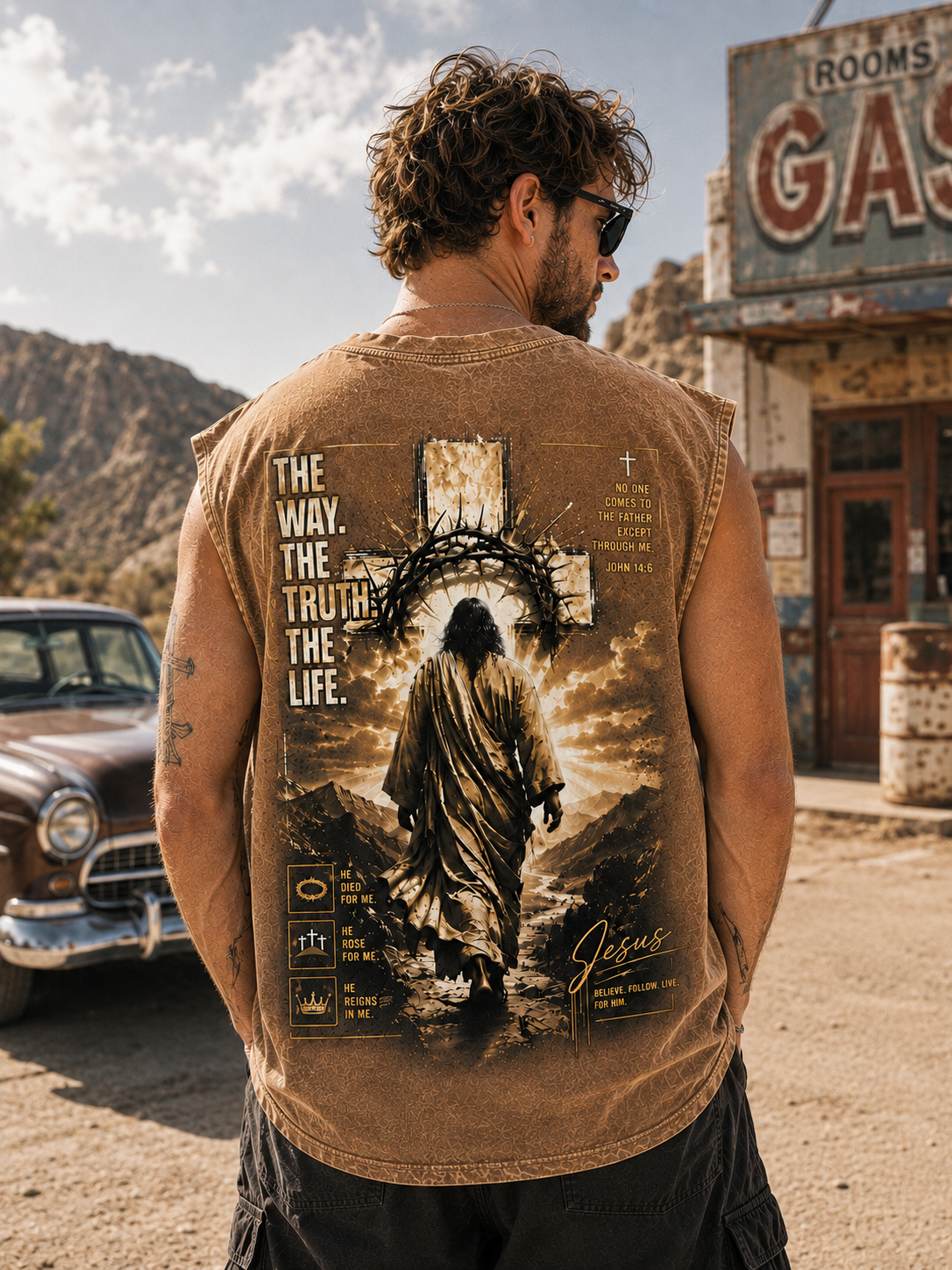 Jesus Faith Washed Black Muscle Tee