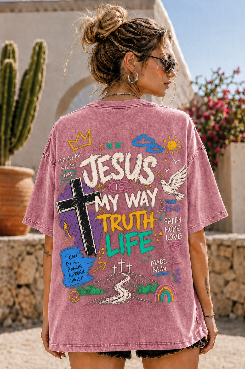 Jesus Is My Way – Vintage Washed Graphic Tee
