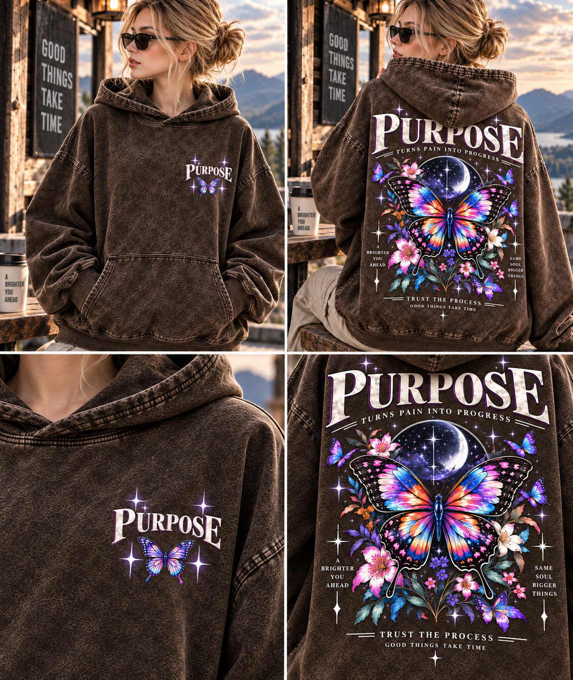Purpose Butterfly Oversized Washed Hoodie