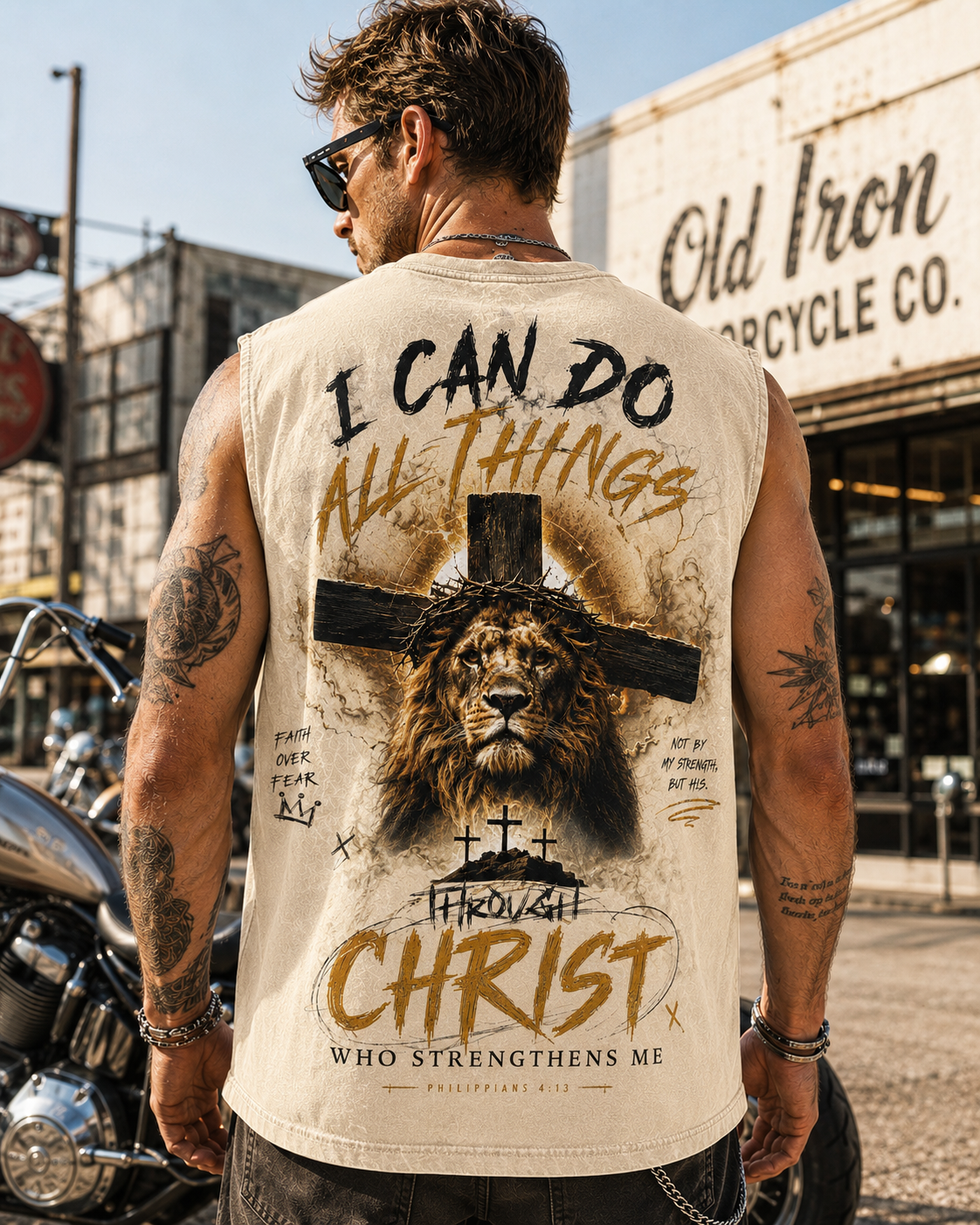 Faith Over Fear — Washed Black Graphic Tank Top