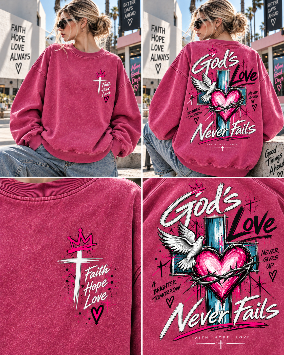 Faith Hope Love – Never Fails Vintage Sweatshirt