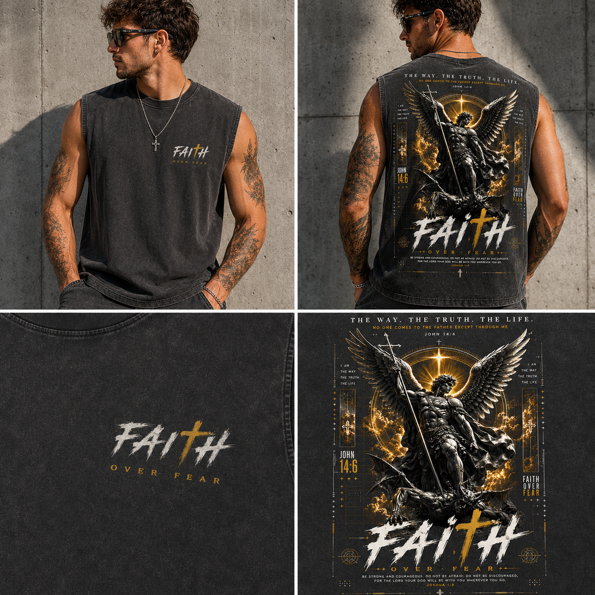Faith Over Fear – Vintage Angel Washed Tank Top