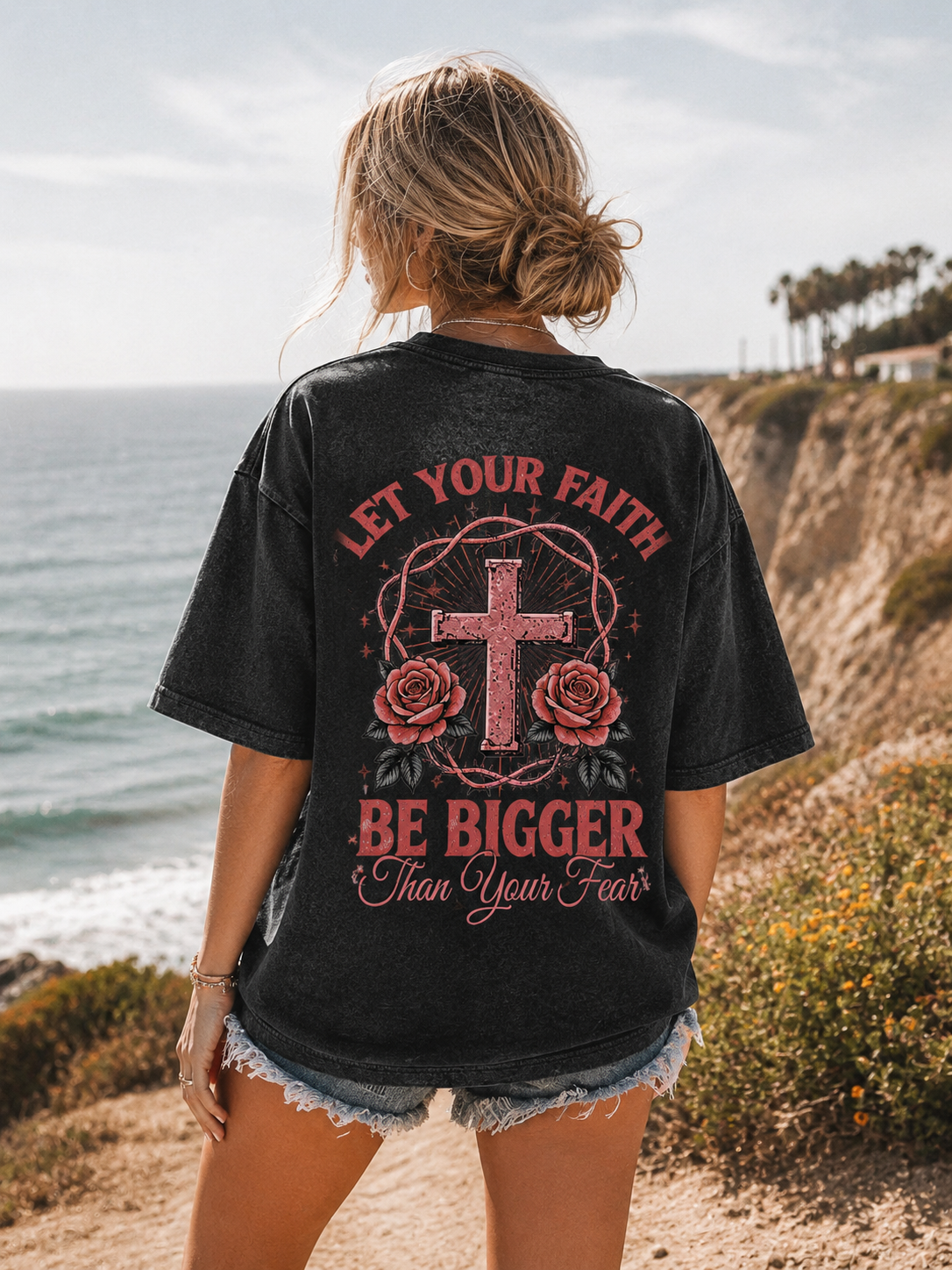 Faith Over Fear – Vintage Washed Graphic Tee