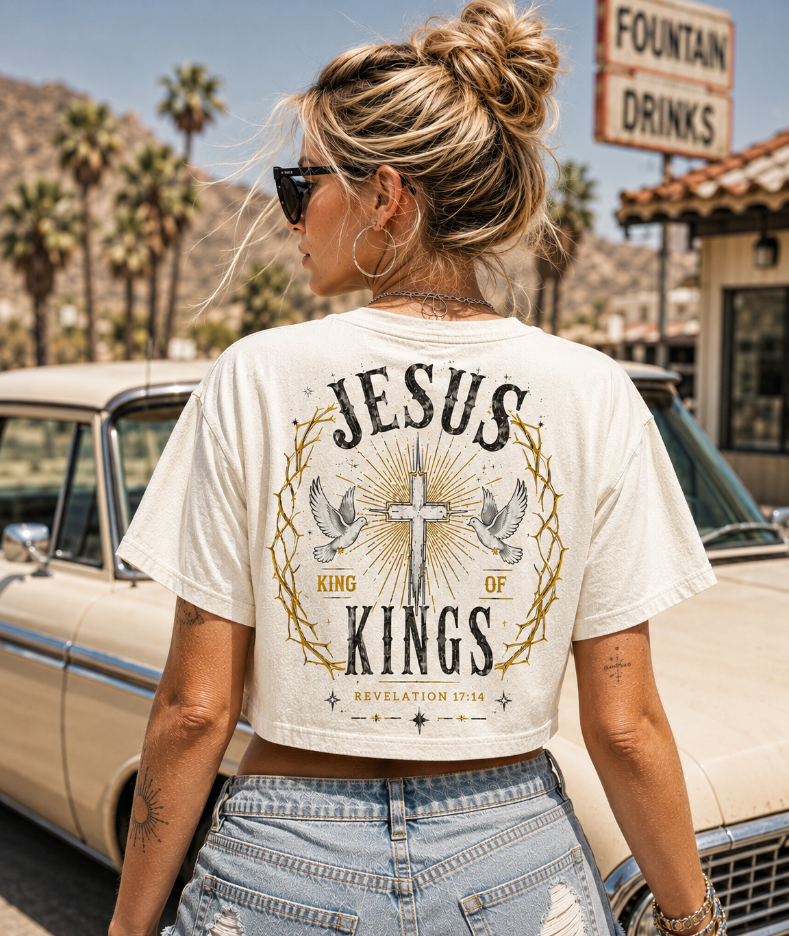 Jesus King of Kings – Vintage Christian Crop Tee