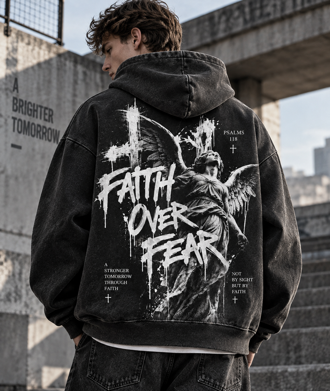 Faith Over Fear – Vintage Washed Hoodie