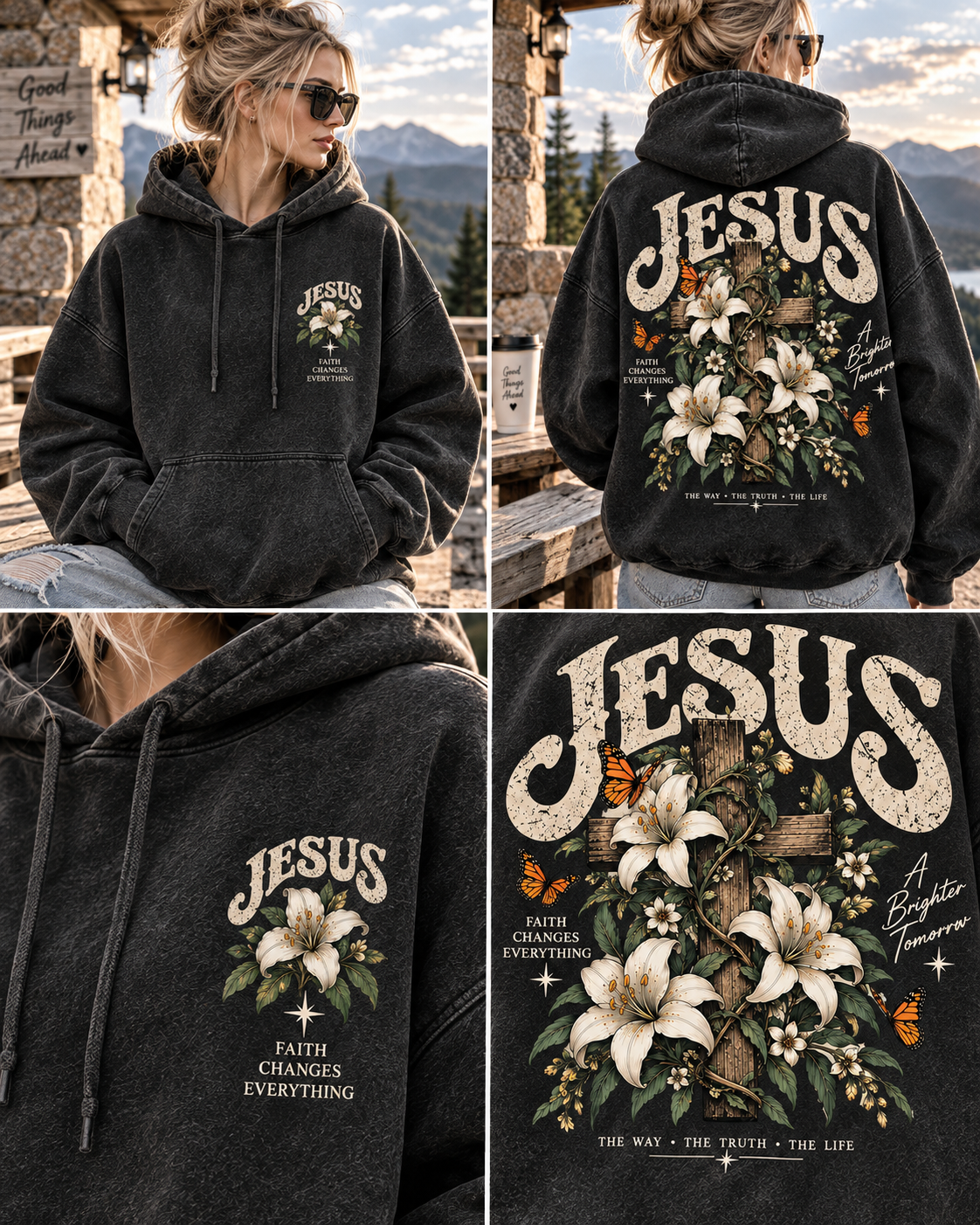 Jesus Floral Faith Hoodie – Vintage Christian Design