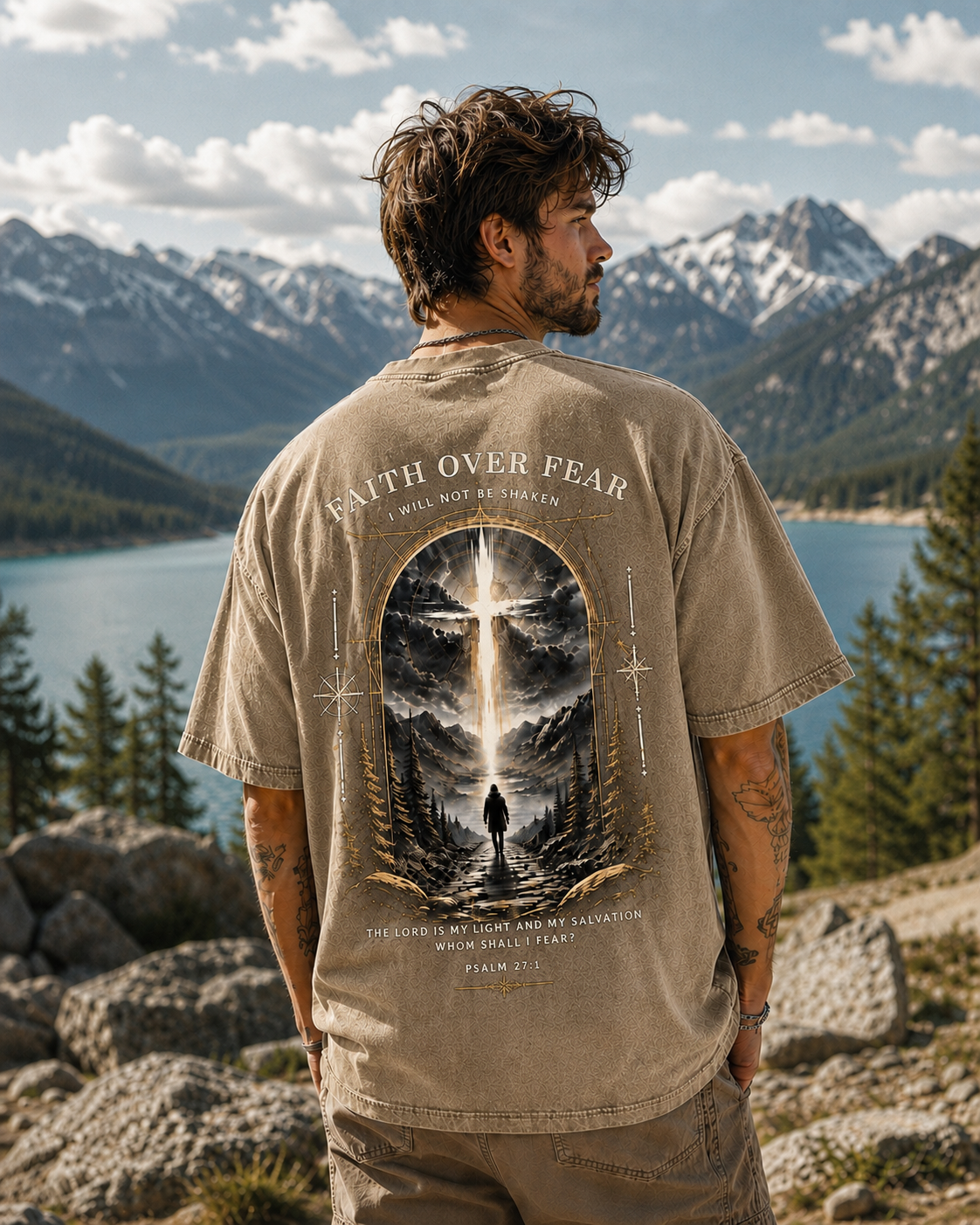 Faith Over Fear Vintage Graphic Tee – Premium Washed T-Shirt