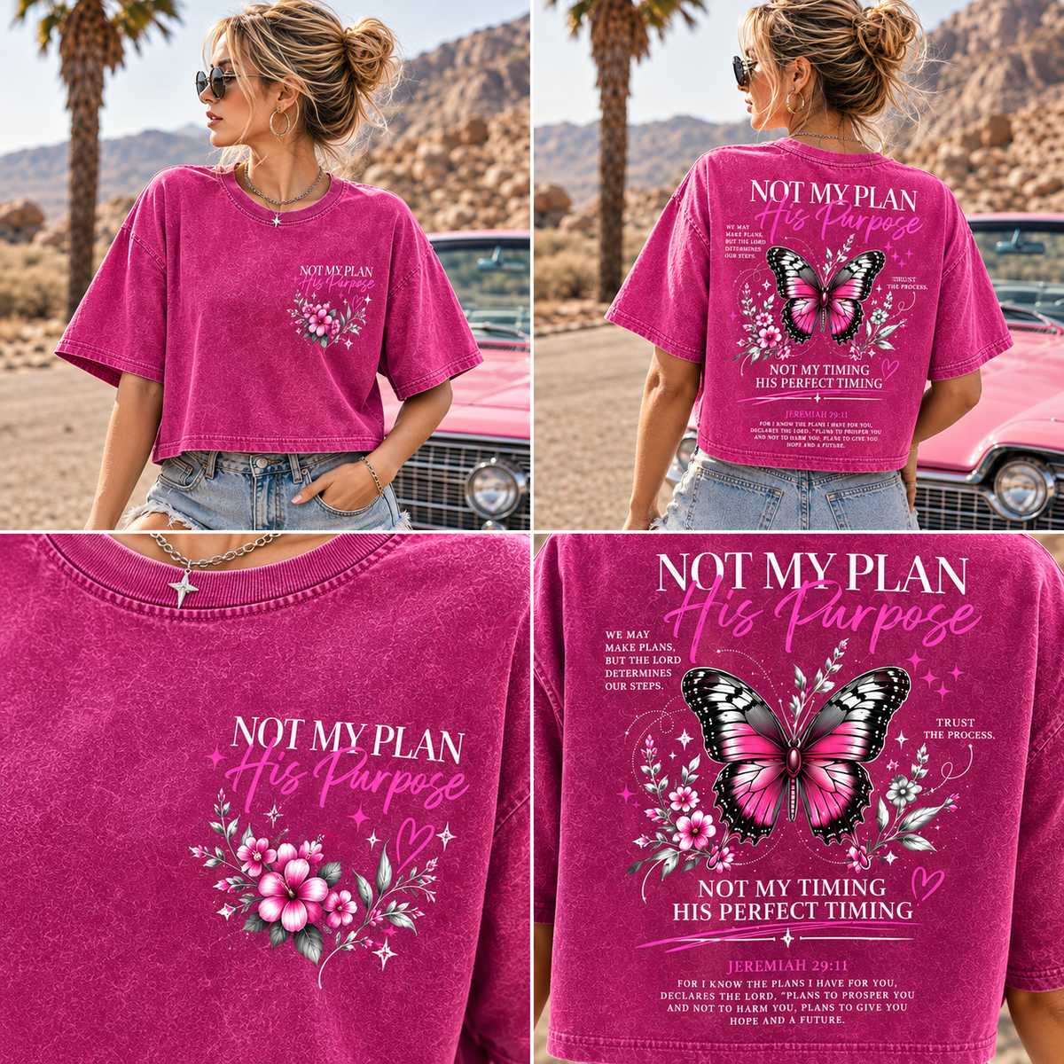 Not My Plan His Purpose – Butterfly Faith Crop Top