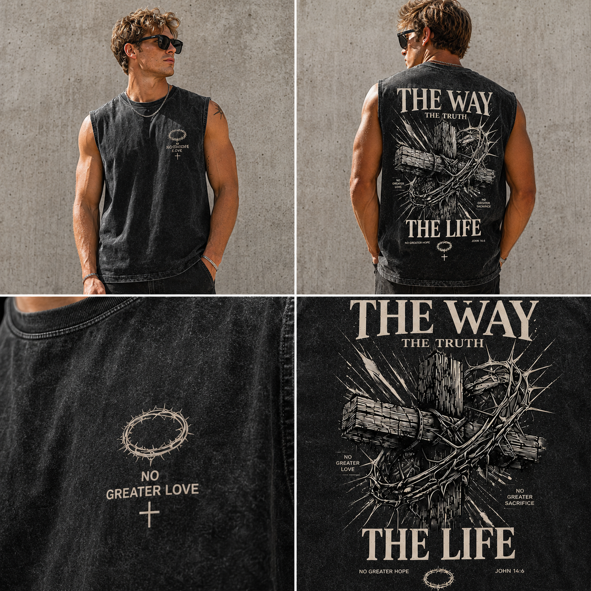 Washed Black “The Way, The Truth, The Life” Tank Top