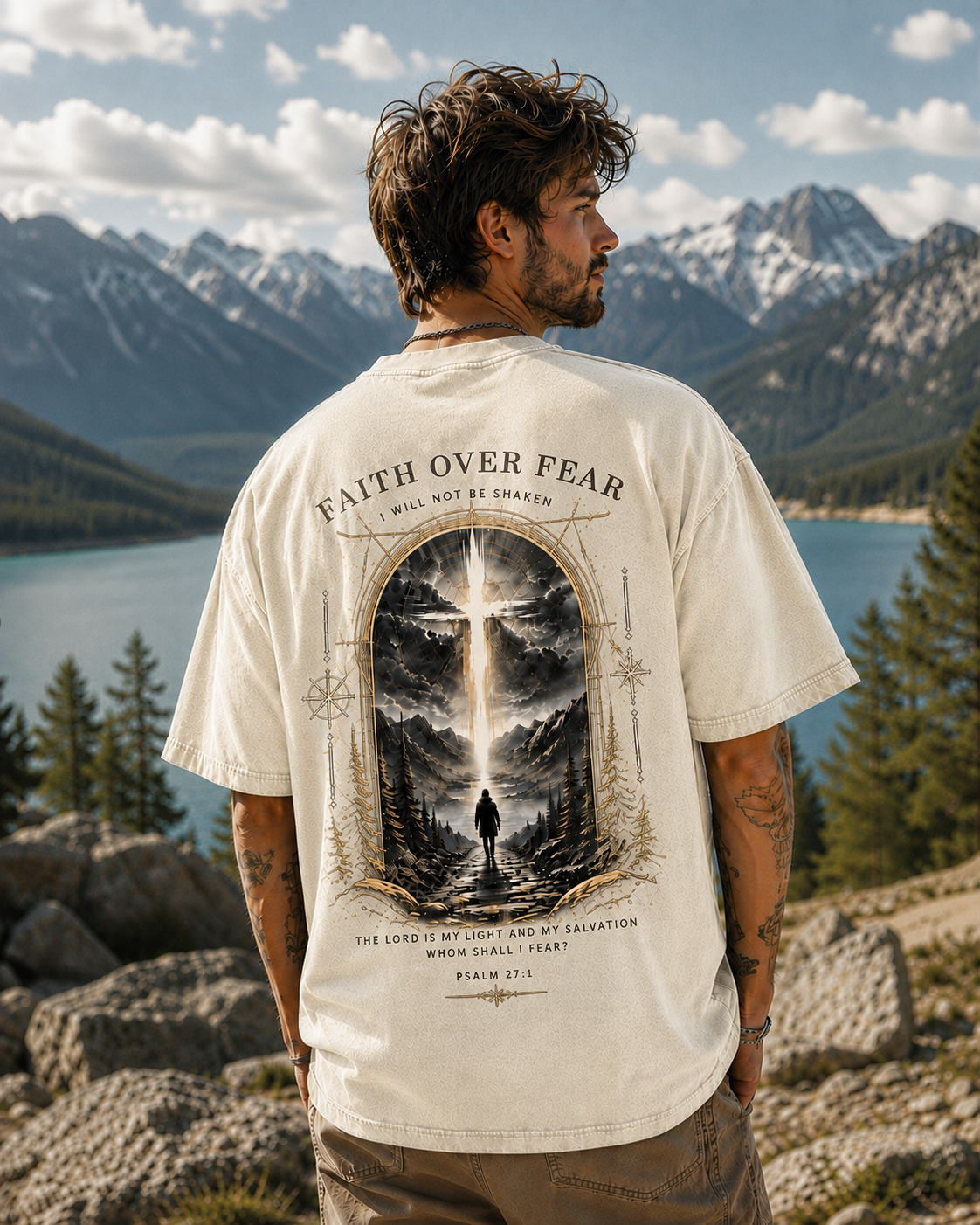 Faith Over Fear Vintage Graphic Tee – Premium Washed T-Shirt