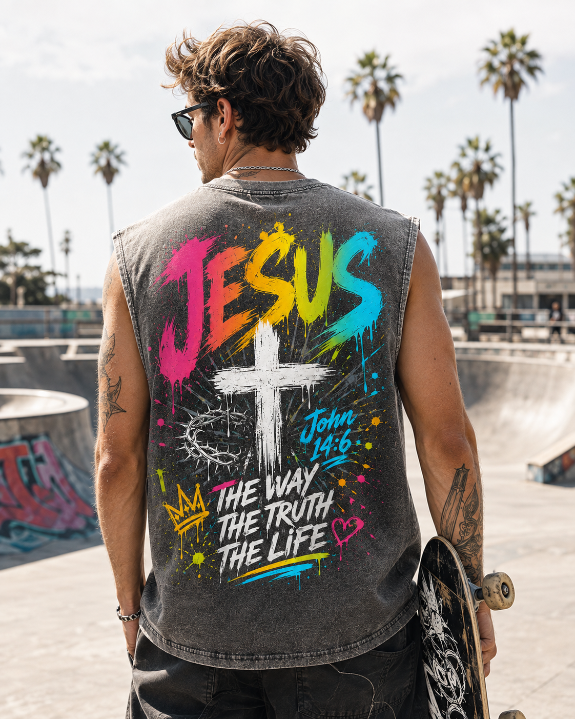 JESUS Graffiti Faith Wash Tank – The Way, The Truth, The Life