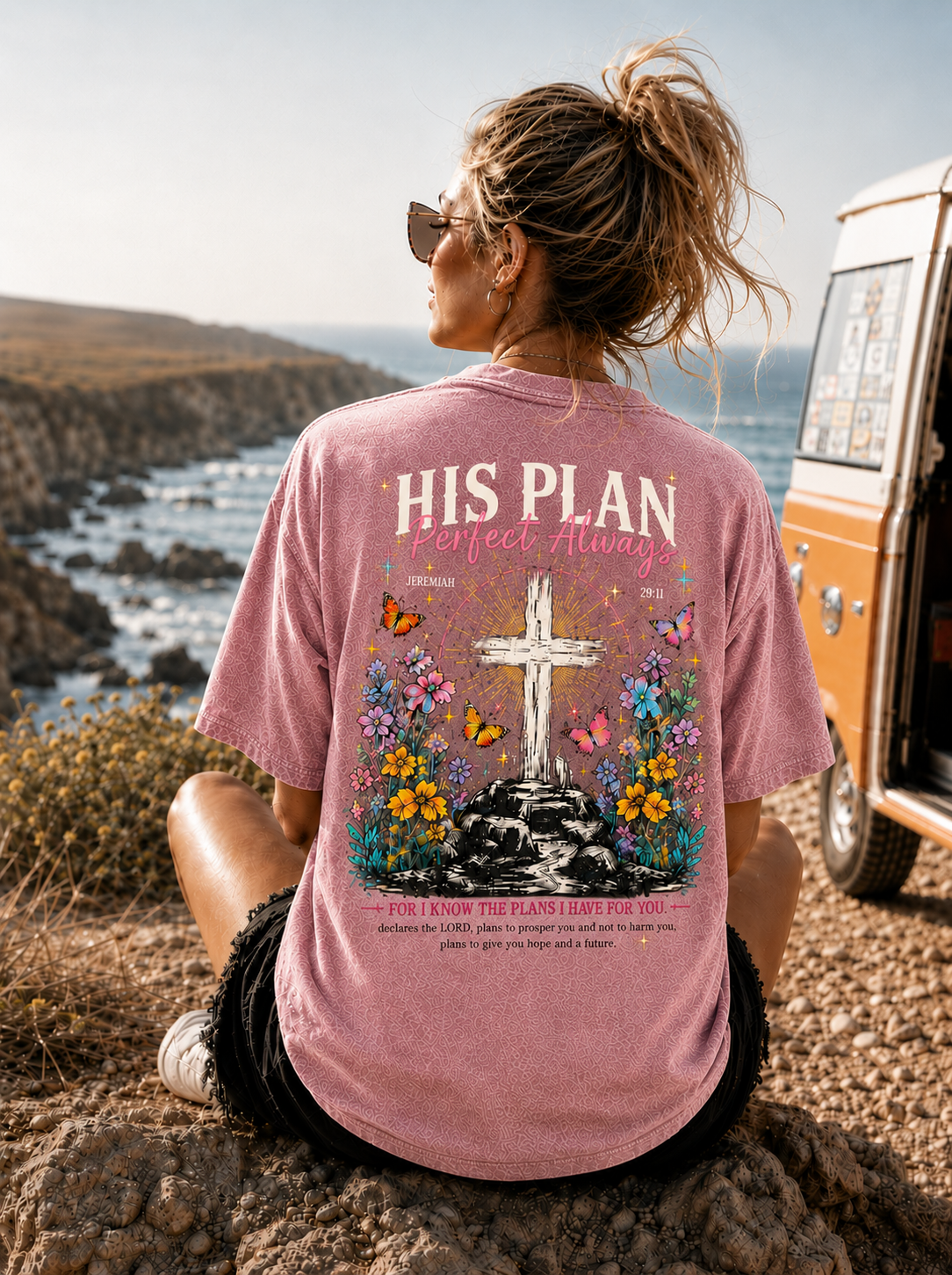 His Plan Vintage Cross T-Shirt – Faith Graphic Tee