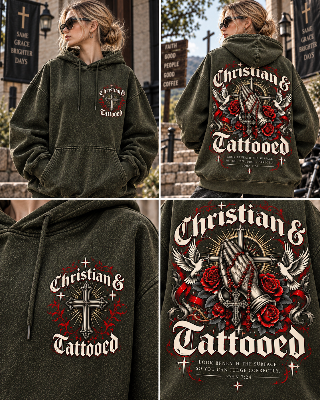 Christian & Tattooed Vintage Hoodie – Gothic Faith