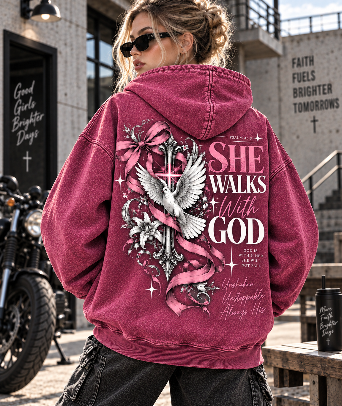 She Walks With God – Vintage Faith Hoodie