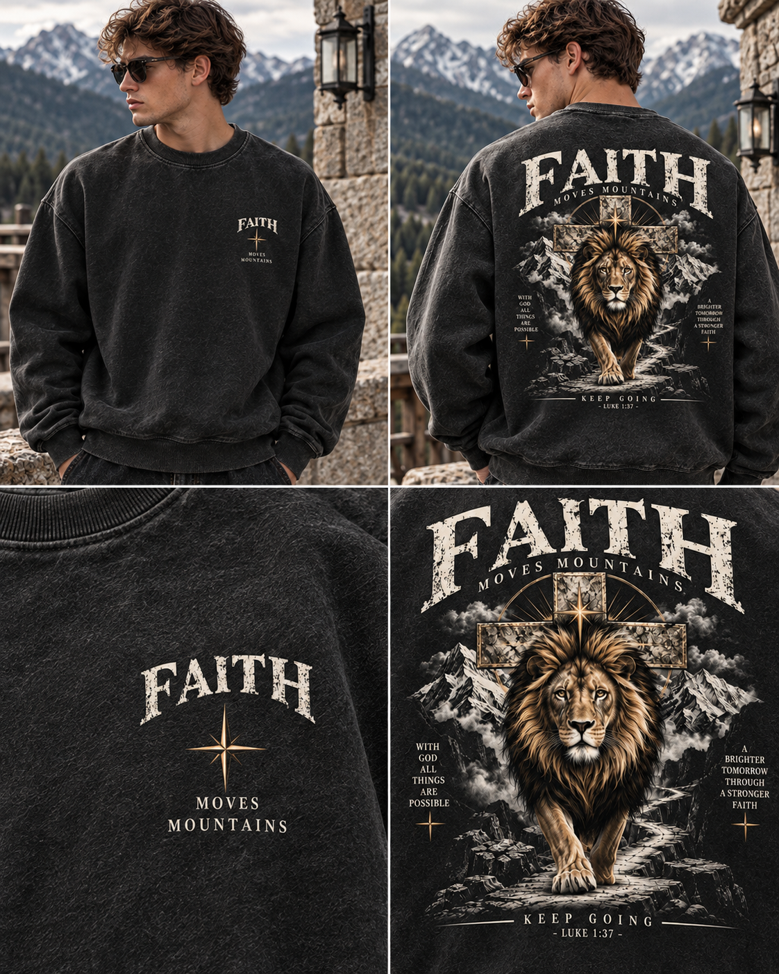 Faith Moves Mountains – Vintage Lion Sweatshirt