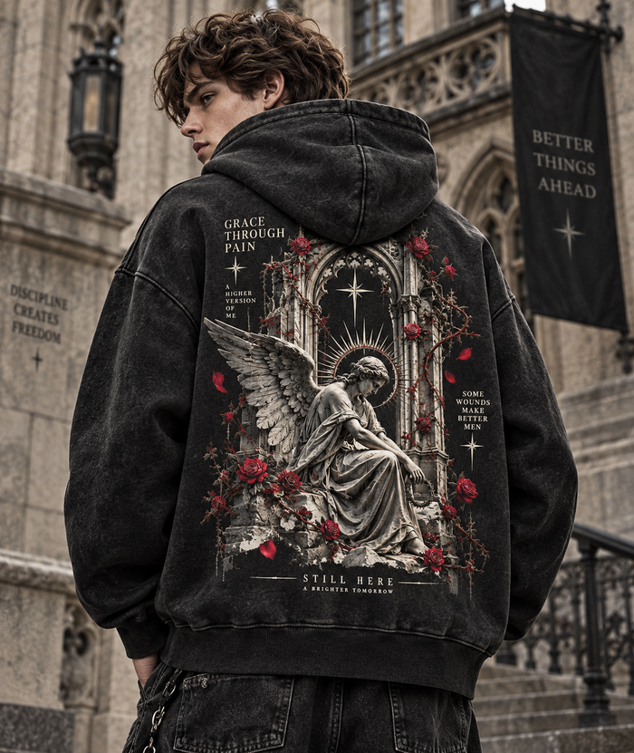 Still Here – Gothic Angel Vintage Hoodie