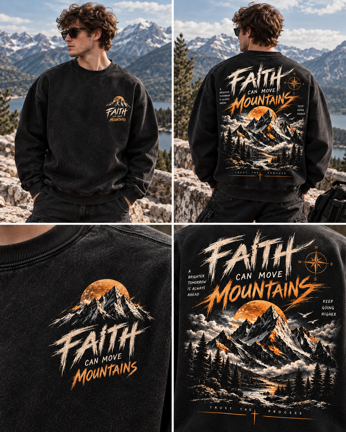 Faith Can Move Mountains – Vintage Mountain Sweatshirt