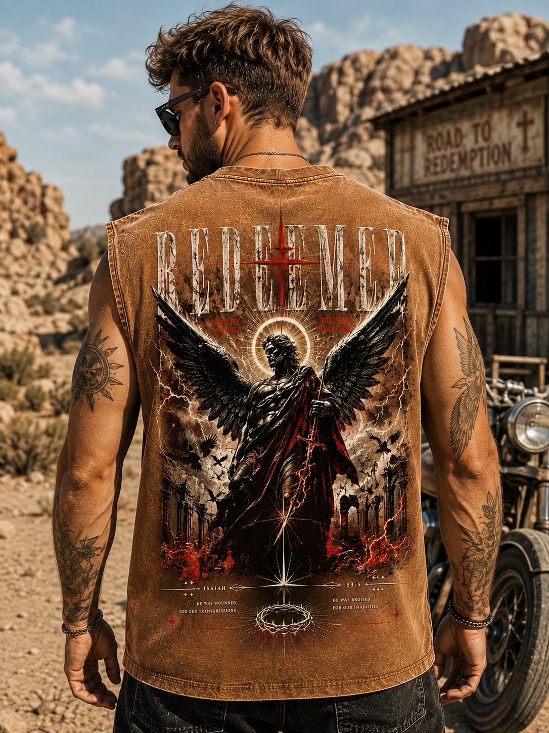 Redeemed Angel Washed Black Tank