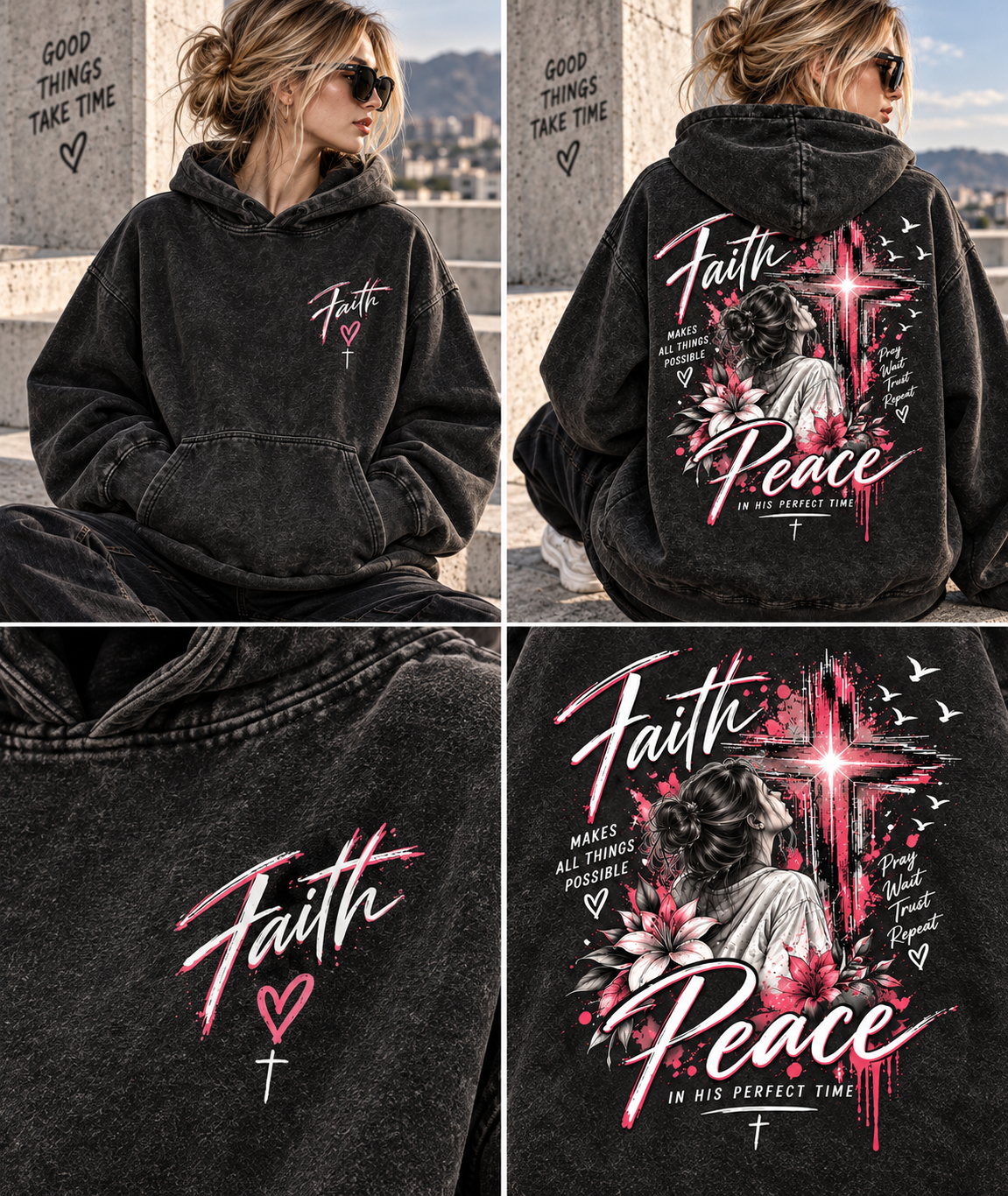 Faith & Peace Graphic Hoodie – Vintage Christian Style