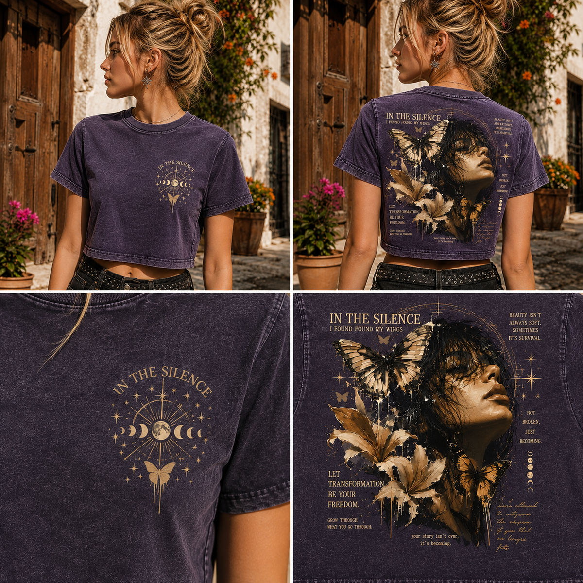 In the Silence Butterfly Crop Top