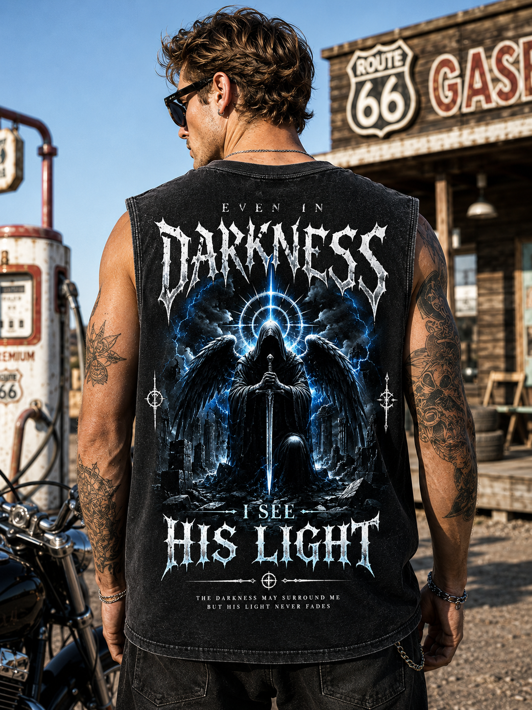 Darkness & Light Washed Black Tank Top