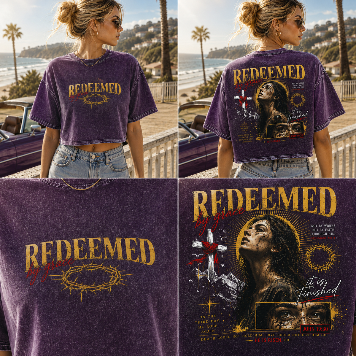 Redeemed by Grace – Vintage Faith Crop Tee